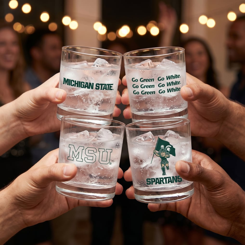 Indigo Falls Michigan State Spartans Core 4-Pack Collectors Rocks Glass Set