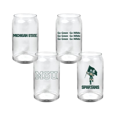  Michigan State Spartans Indigo Falls Core Collectors Glass Can 4-Pack Set
