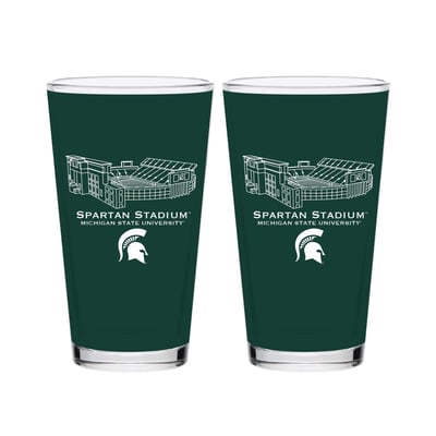  Michigan State Spartans Indigo Falls Core Stadium Two-Piece 16oz. Pint Glass Set