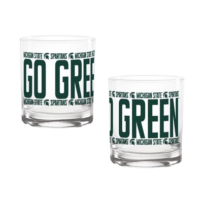 Indigo Falls Michigan State Spartans Elevated Rocks Glass - Set of 2
