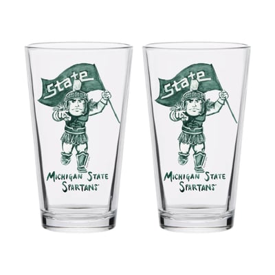  Michigan State Spartans Indigo Falls Laura Wilcox Mascot Pint Glass Set of 2