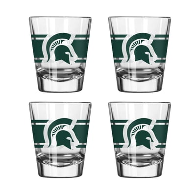 Michigan State Spartans Logo Brands Four-Piece Stripe Shot Glass Set