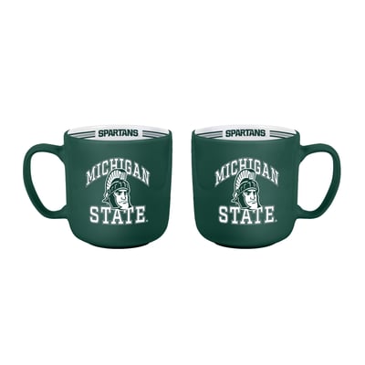 Michigan State Spartans Logo Brands Two-Piece 15oz. Stripe Mug Set