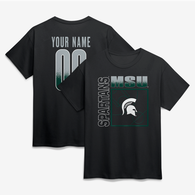 Michigan State Spartans Big & Tall Home Court Pop Personalized Any Name & Number T-Shirt - Black