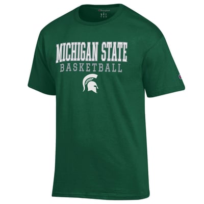 Michigan State Spartans Champion Basketball Stack T-Shirt - Green