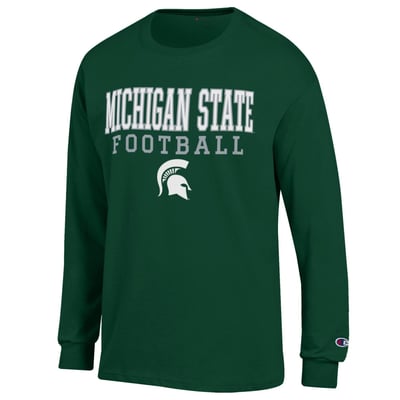 Michigan State Spartans Champion Football Stack Long Sleeve T-Shirt - Green