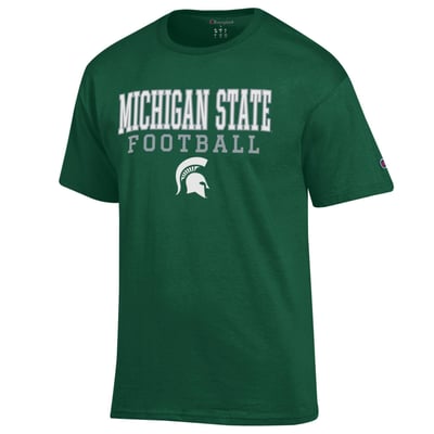 Michigan State Spartans Champion Football Stack T-Shirt - Green