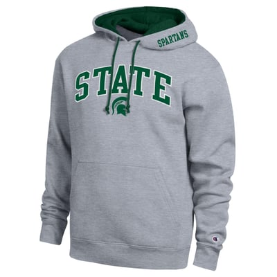  Michigan State Spartans Champion Arch Tackle Twill Hoodie - Heather Gray