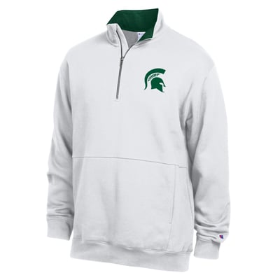  Michigan State Spartans Champion Fleece Quarter-Zip Pullover - White