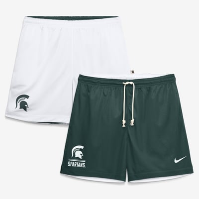  Michigan State Spartans Nike Courtside Reversible Dri-FIT Shorts - Green/White