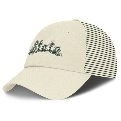 Michigan State Spartans Nike Vault Logo Striped Club Adjustable Hat - White