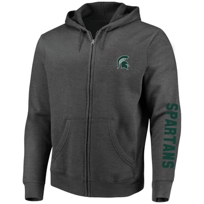 Michigan State Spartans Profile Big & Tall Full-Zip Hoodie - Heather Charcoal