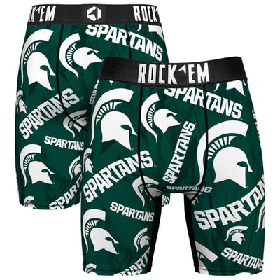  Michigan State Spartans Rock Em All Over Logo Boxer Briefs - Green