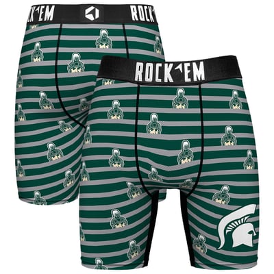  Michigan State Spartans Rock Em Mascot Stripes Boxer Briefs - Green