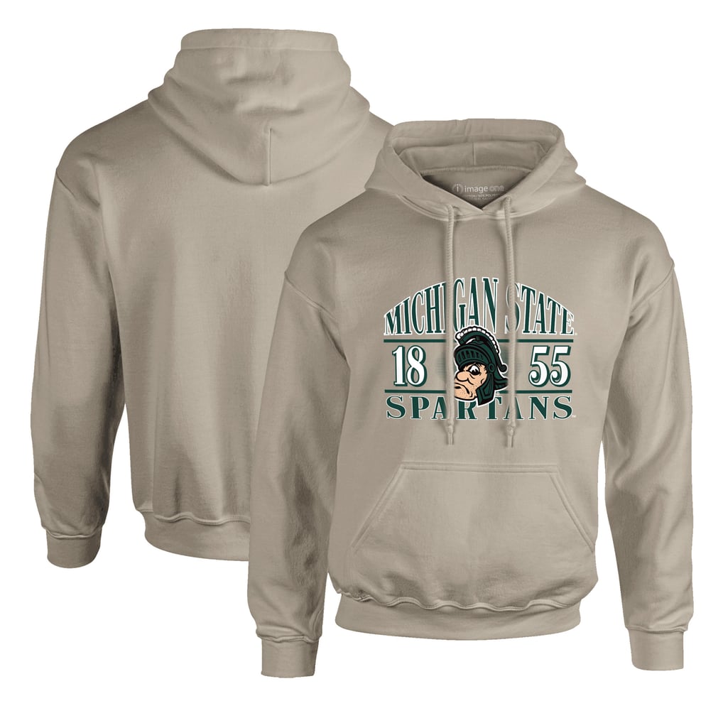  Michigan State Spartans Upper Arch Letters Pullover Hoodie - Tan