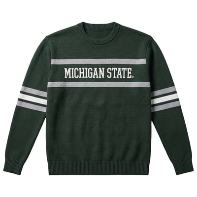  Michigan State Spartans Uscape Apparel Renew Sleeve Stripe Sweater - Green