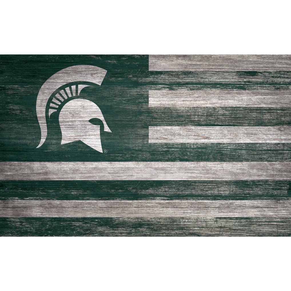 Michigan State Spartans 11'' x 19'' Distressed Flag Sign