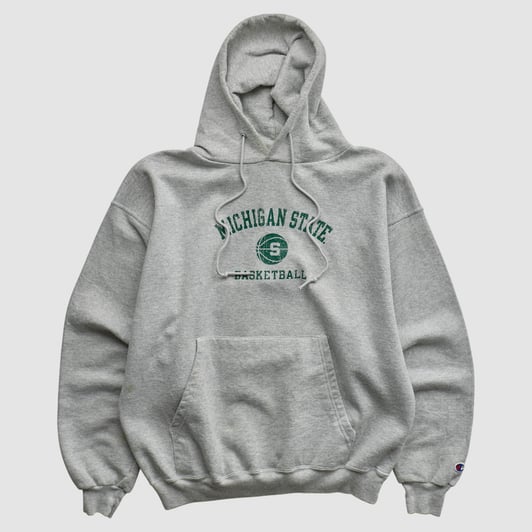 Michigan State Spartans Champion 2000s Hooded Pullover Sweatshirt - Heather Gray - M by Fanatics Real Vintage