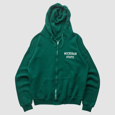 Michigan State Spartans Champion 80s Hooded Full Zip Sweatshirt - Green - S by Fanatics Real Vintage