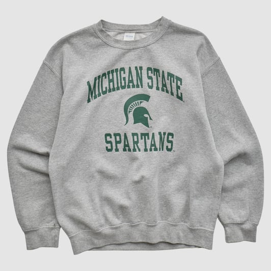 Michigan State Spartans Gildan 2000s Pullover Sweatshirt - Heather Gray - S by Fanatics Real Vintage