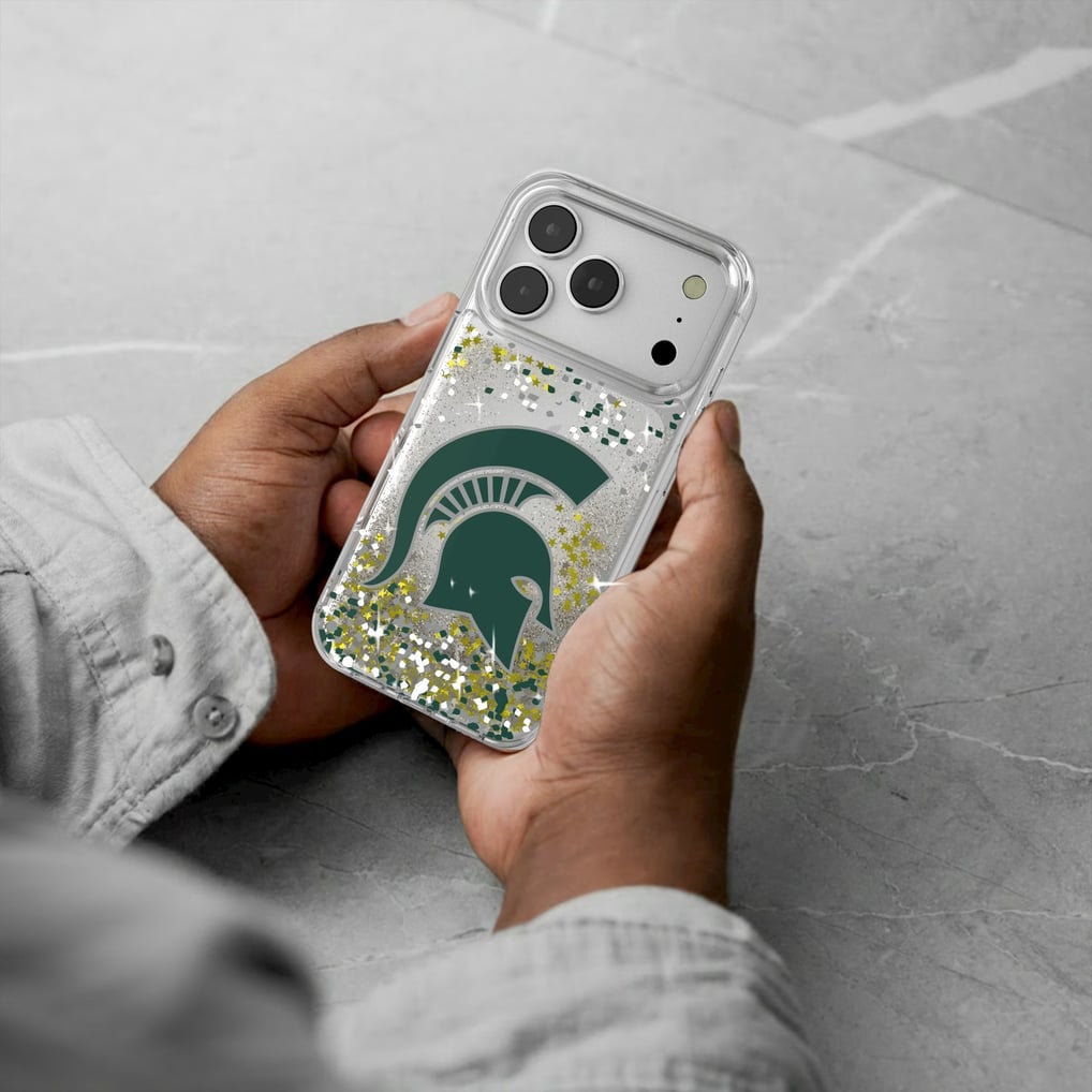Michigan State Spartans iPhone Glitter Confetti Design Case