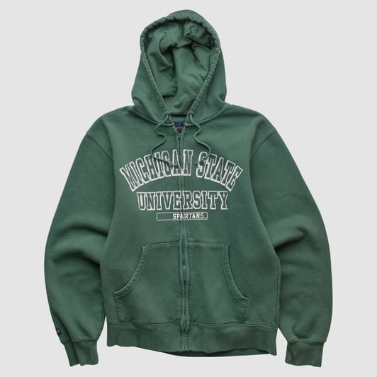 Michigan State Spartans Jansport 2000s Hooded Full Zip Sweatshirt - Green - XS by Fanatics Real Vintage