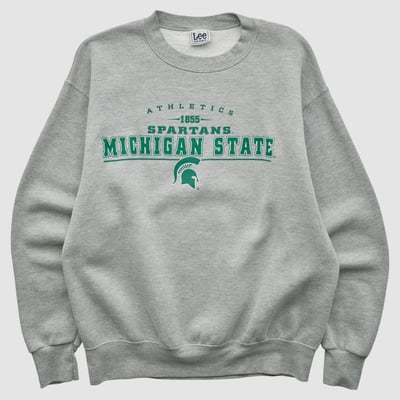 Michigan State Spartans Lee Apparel 2000s Pullover Sweatshirt - Heather Gray - L by Fanatics Real Vintage