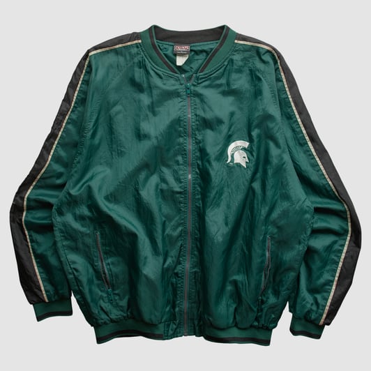 Michigan State Spartans Team Edition Apparel 2000s Full Zip Jacket - Green - XL by Fanatics Real Vintage