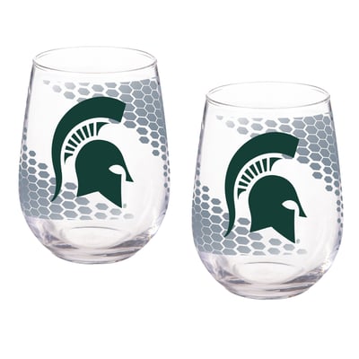 Michigan State Spartans Two-Piece 17oz. Color Fade Stemless Wine Glass Set