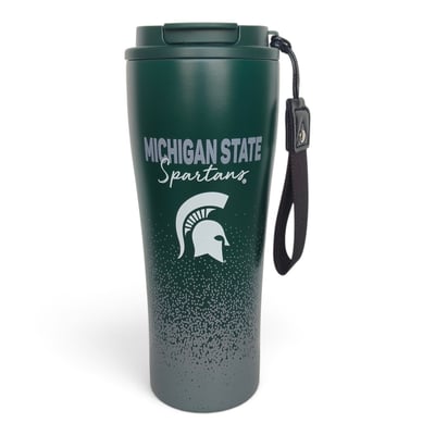 Michigan State Spartans Pegasus 20oz Splatter Script Stainless Steel ProSip Coffee Cup with Strap