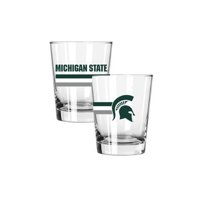 Michigan State Spartans The Memory Company Two-Piece 15oz. Big Stripes Double Old Fashioned Glass Set