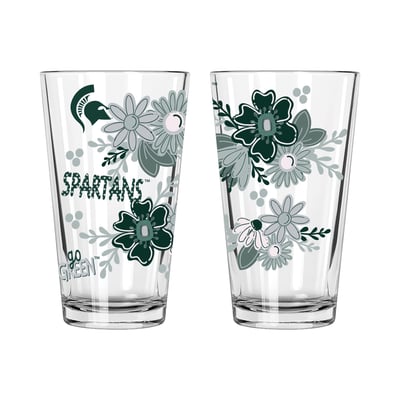 Michigan State Spartans The Memory Company Two-Piece 16oz. Flowers Pint Glass Set
