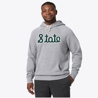 Michigan State Spartans Homage Unisex Script Tri-Blend Hoodie - Gray