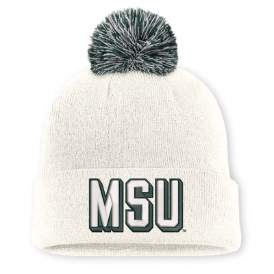 Michigan State Spartans Nike Unisex Letter Mascot Knit Hat with Pom - White