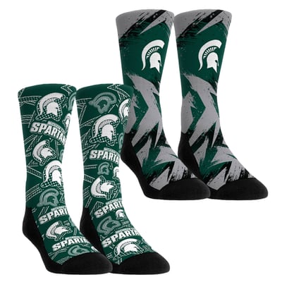  Michigan State Spartans Rock Em Unisex Game Day Two-Pack Crew Socks Set - Green