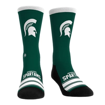  Michigan State Spartans Rock Em Unisex Gametime Stripe Crew Socks - Green