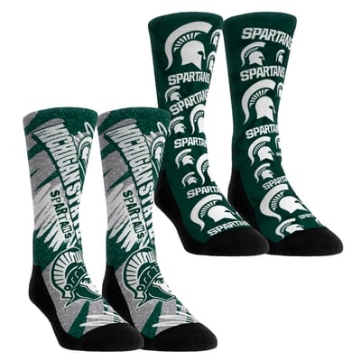 Michigan State Spartans Rock Em Unisex Two-Piece Team Blast Crew Socks Set