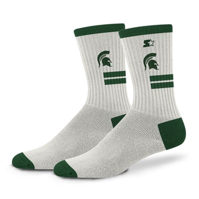  Michigan State Spartans Starter Unisex Premiere Cushioned Crew Socks - Cream