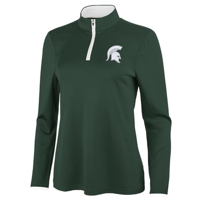 Michigan State Spartans Antigua Women's Brink Quarter-Zip Pullover - Green/White