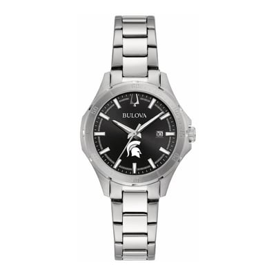 Michigan State Spartans Bulova Women's Stainless Steel Sport Classic Watch - Black