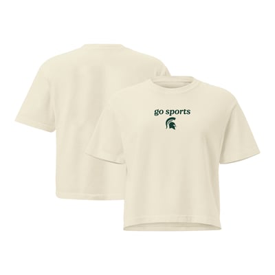 Michigan State Spartans Comfort Colors Women's Go Sports Cropped T-Shirt - Cream