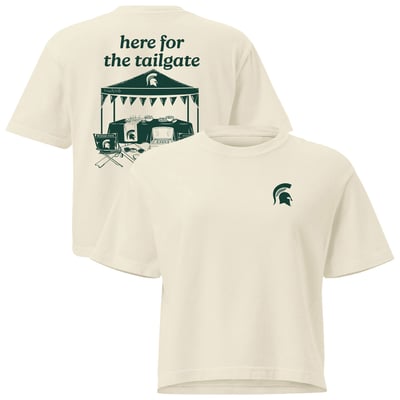 Michigan State Spartans Comfort Colors Women's Here For The Tailgate Cropped T-Shirt - Cream
