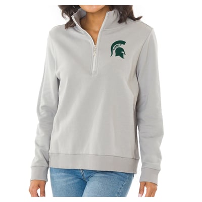 Michigan State Spartans Flying Colors Apparel Women's Quinn Quarter-Zip Fleece - Gray
