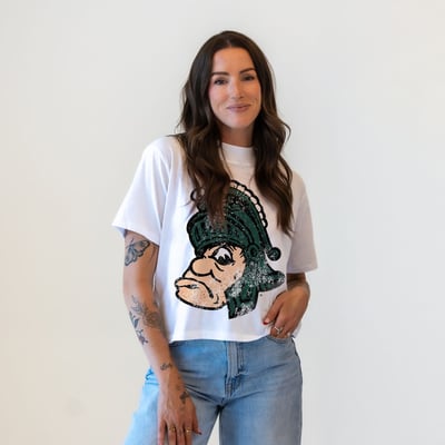  Michigan State Spartans Gameday Social Women's Vault Mascot T-Shirt - White