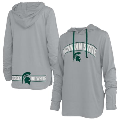 Michigan State Spartans Pressbox Women's Allie Long Sleeve Hooded T-Shirt - Gray
