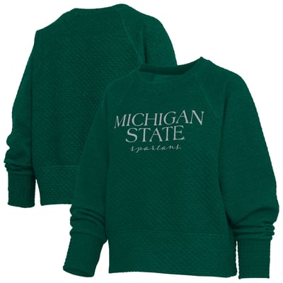 Michigan State Spartans Pressbox Women's Champagne Nova Quilted Sweatshirt - Green