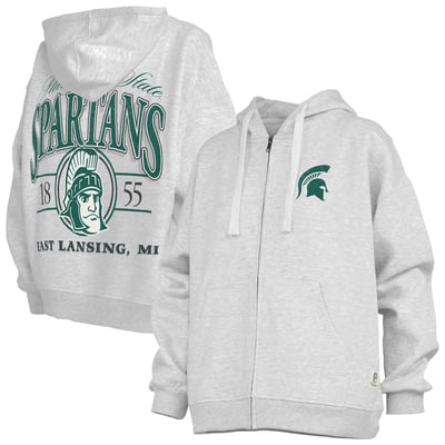  Michigan State Spartans Pressbox Women's Janise Full-Zip Hoodie - Heather Gray