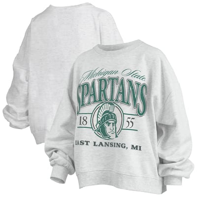Michigan State Spartans Pressbox Women's Oversized Vinson Melange Janise Sweatshirt - Heather Gray
