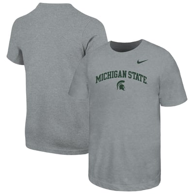  Michigan State Spartans Nike Youth Arched Name Drop T-Shirt - Heather Gray