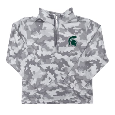  Michigan State Spartans Vive La Fete Youth Camo Quarter-Zip Sweatshirt - Gray